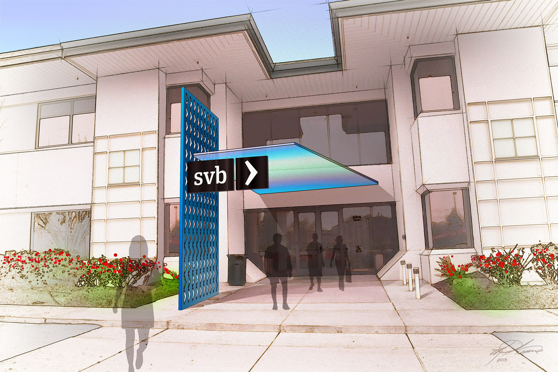 Rendering of Silicon Valley Bank Building Entry